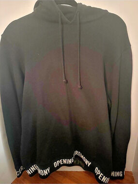 Opening Ceremony Logo Hem Hoodie in Black Size Medium